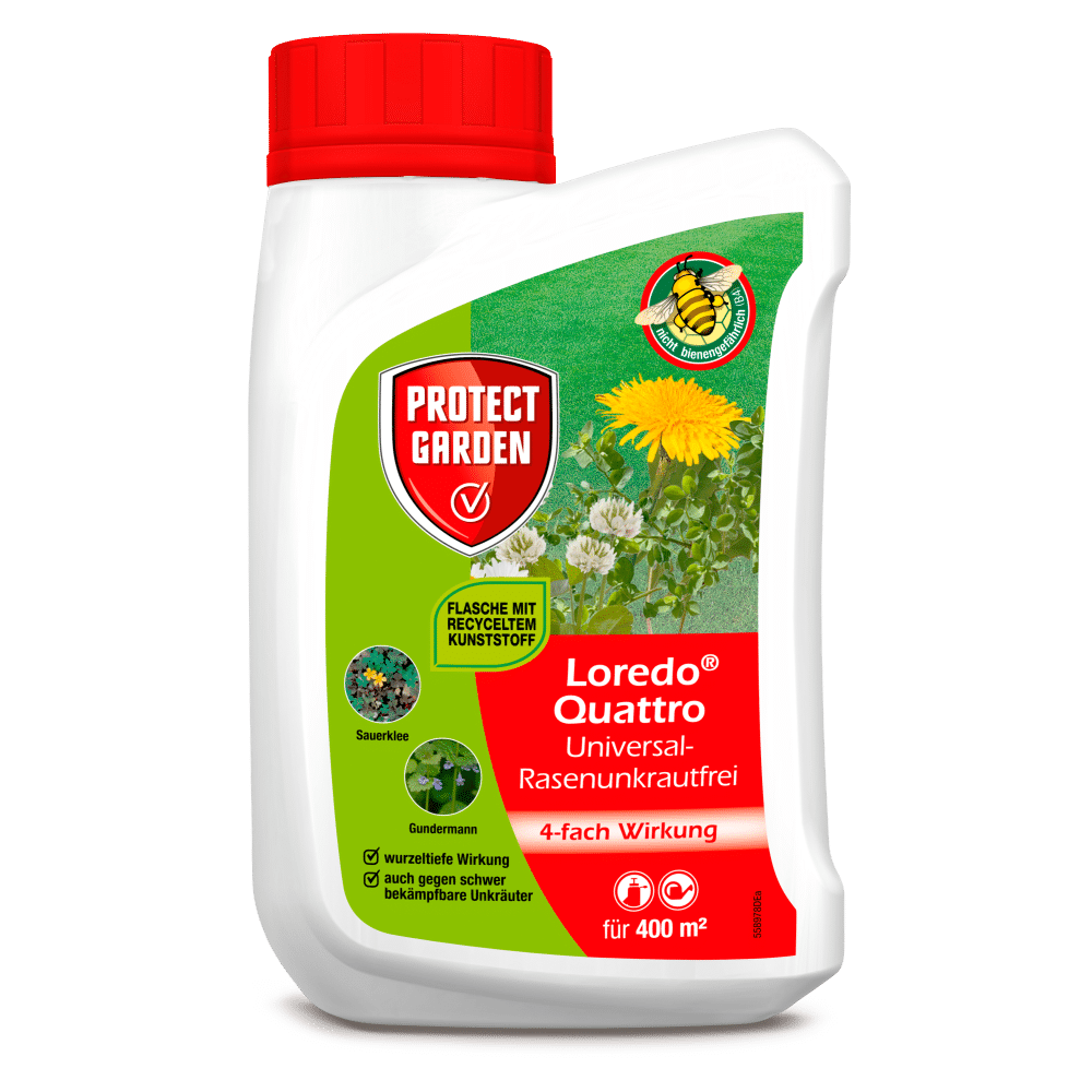 Protect Garden Loredo Quattro 400ml - Vue détaillée emballage désherbant pelouse